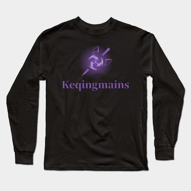 Keqing mains fan art for who mains Keqing with electro cat sword icon in electro purple gift Long Sleeve T-Shirt by FOGSJ